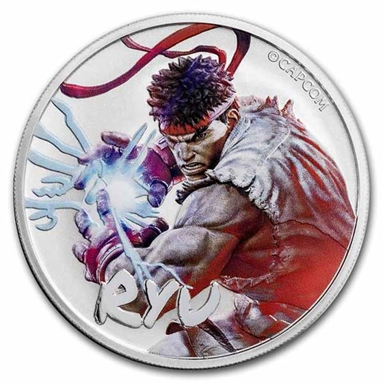 2022 Tuvalu 1 oz Silver Colorized Street Fighter: Ryu 2022 Tuvalu 1 oz Silver Colorized Street Fighter: Ryu